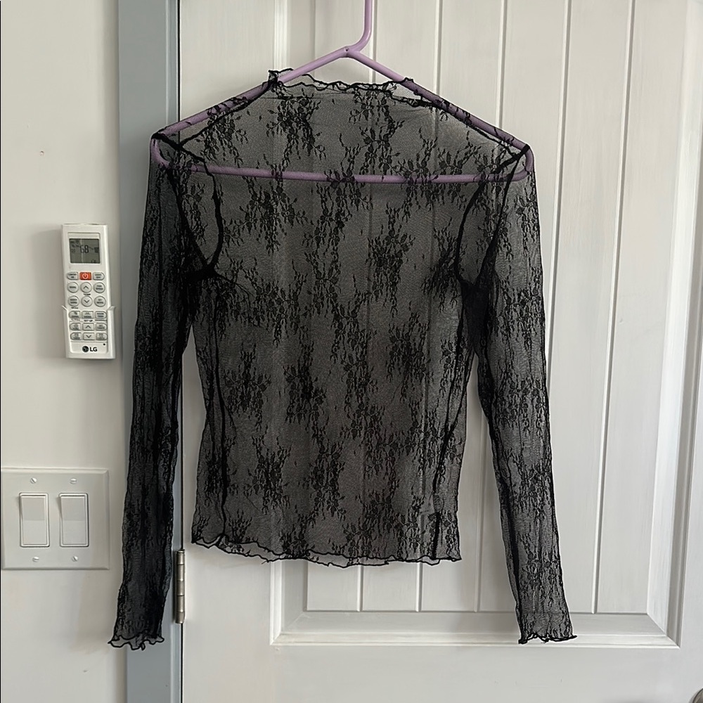 Black Lace Long Sleeve Top